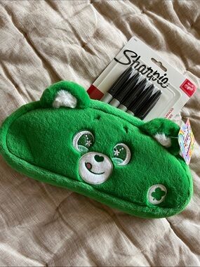 Care Bears Green Bear Pencil Pouch bundle Sharpies 5